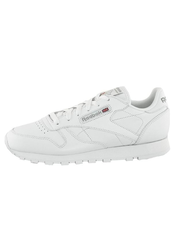 Buty do chodzenia damskie Reebok Classic Leather. Zapięcie: sznurówki. Kolor: biały. Materiał: syntetyk, tkanina, skóra, materiał. Szerokość cholewki: normalna. Model: Reebok Classic. Sport: turystyka piesza