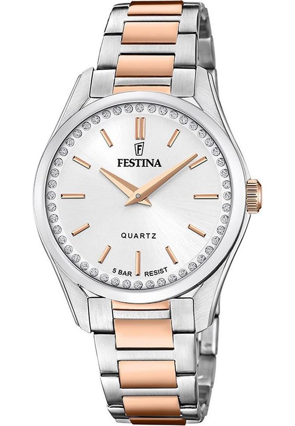 Zegarek Festina Zegarek damski Festina F20620-1 CYRKONIE srebrny. Kolor: srebrny