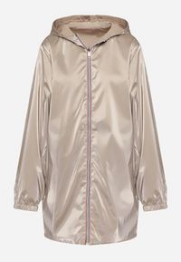Born2be - Beżowa Przejściowa Kurtka Dwustronna z Kapturem i Metalicznym Połyskiem Tashta. Typ kołnierza: kaptur. Kolekcja: plus size. Kolor: beżowy #4