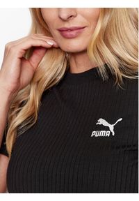 Puma T-Shirt Classics 621382 Czarny Slim Fit. Kolor: czarny. Materiał: bawełna