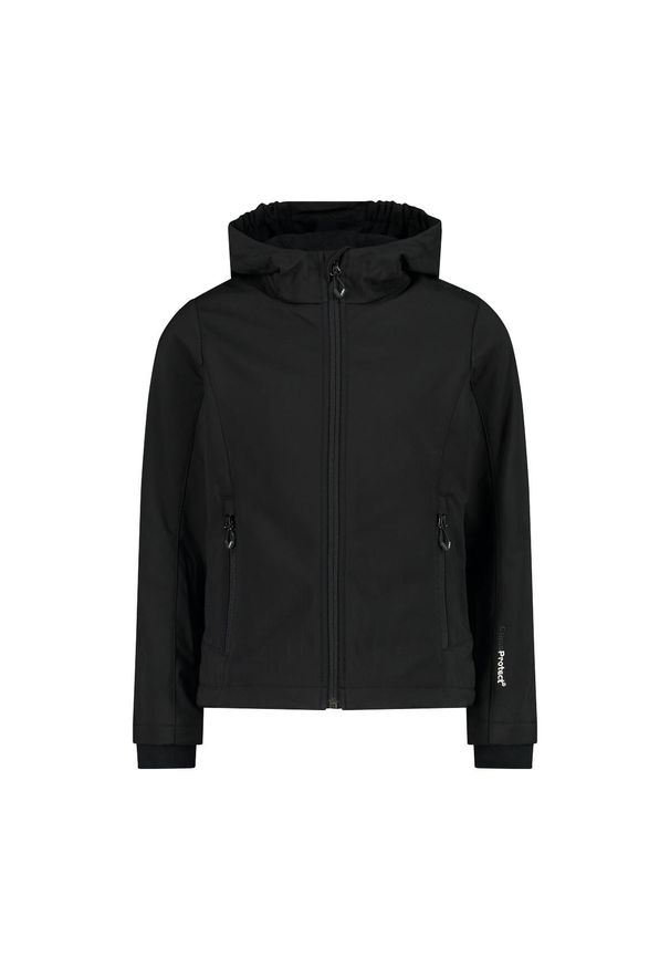 Kurtka impermeabilna z kapturem dla dziewczynki CMP. Typ kołnierza: kaptur. Kolor: czarny. Sport: turystyka piesza