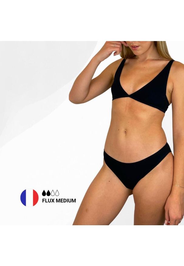 PLIM UNDERWEAR - Dół menstruacyjnego stroju kąpielowego dla nastolatek - średnia chłonność. Kolor: czarny