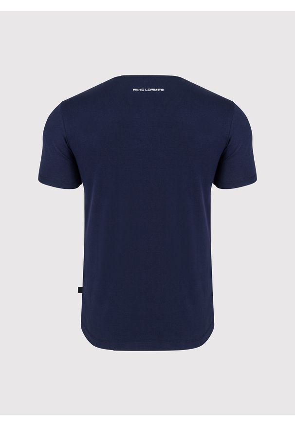 Pako Lorente - PAKO LORENTE – Granatowy gładki T-shirt Basic. Kolor: biały, niebieski, czarny. Materiał: bawełna, elastan. Długość rękawa: krótki rękaw. Długość: krótkie. Wzór: gładki. Styl: klasyczny