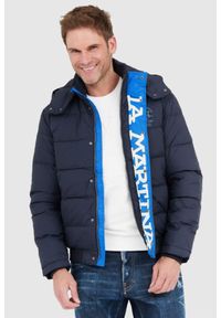 La Martina - LA MARTINA Granatowa męska kurtka puchowa z odpinanym kapturem, Rozmiar XXL. Kolor: niebieski. Materiał: puch #1