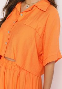 Born2be - Pomarańczowy Wiskozowy Komplet 2-Częściowy Luźna Koszula Spodnie z Szerokimi Nogawkami Ulvitela. Kolor: pomarańczowy. Materiał: wiskoza #2