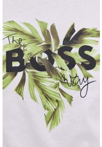 BOSS - Boss longsleeve bawełniany kolor biały. Okazja: na co dzień. Kolor: biały. Materiał: bawełna. Długość rękawa: długi rękaw. Styl: casual