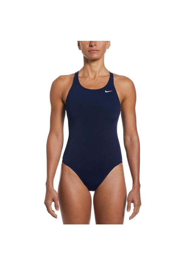 Nike Swim - Strój Kąpielowy Nike Hydrastrong Solid Fastback – Granatowy – Rozmiar 28. Kolor: niebieski