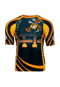 Koszulka Męska na siłownię rashguard MMA EXTREME HOBBY ANGRY WASP. Kolor: czarny. Materiał: elastan, poliester. Długość rękawa: krótki rękaw. Długość: krótkie. Sport: fitness