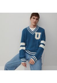 Reserved - UNISEX Sweter z wełną - Niebieski. Kolor: niebieski. Materiał: wełna
