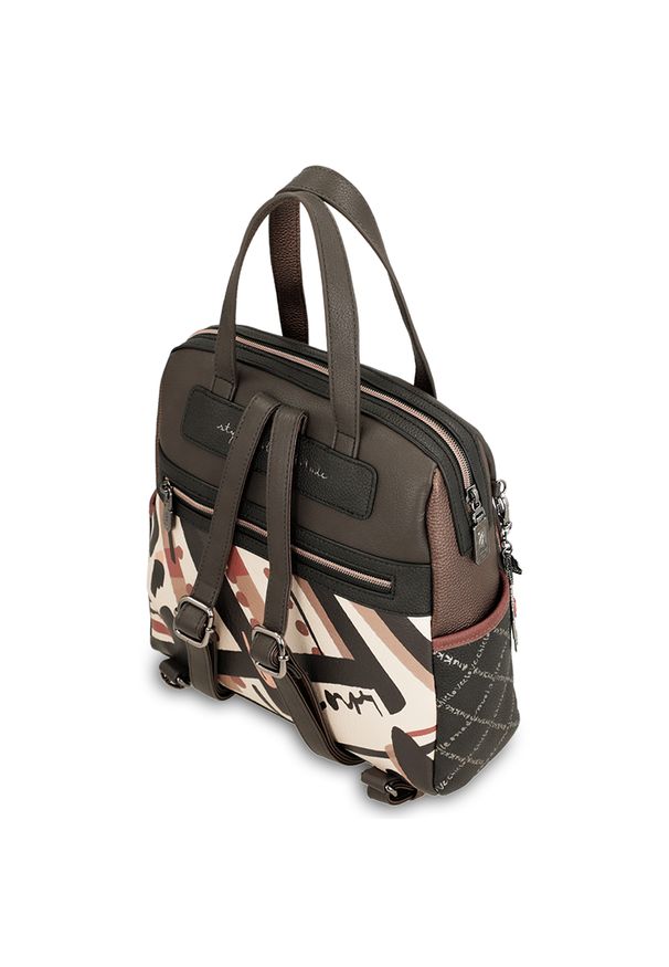 Brązowy Stylowy Damski Plecak Anekke Edycja Limitowana. Kolor: brązowy. Materiał: materiał. Wzór: haft, aplikacja, napisy. Styl: elegancki