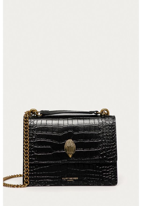 Kurt Geiger London - Torebka skórzana. Kolor: czarny. Materiał: skórzane. Rodzaj torebki: na ramię