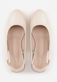 Born2be - Beżowe Czółenka VICES na Obcasie z Odkrytą Piętą i Geometrycznym Akcentem Terraspa. Okazja: na co dzień. Zapięcie: sprzączka. Kolor: beżowy. Wzór: geometria. Obcas: na obcasie. Styl: casual. Wysokość obcasa: średni #3