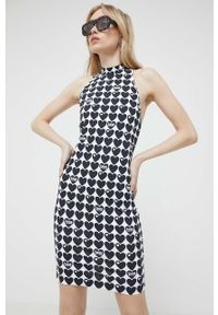 Love Moschino sukienka mini dopasowana. Typ kołnierza: kołnierzyk stójkowy. Materiał: dzianina. Typ sukienki: dopasowane. Długość: mini #3