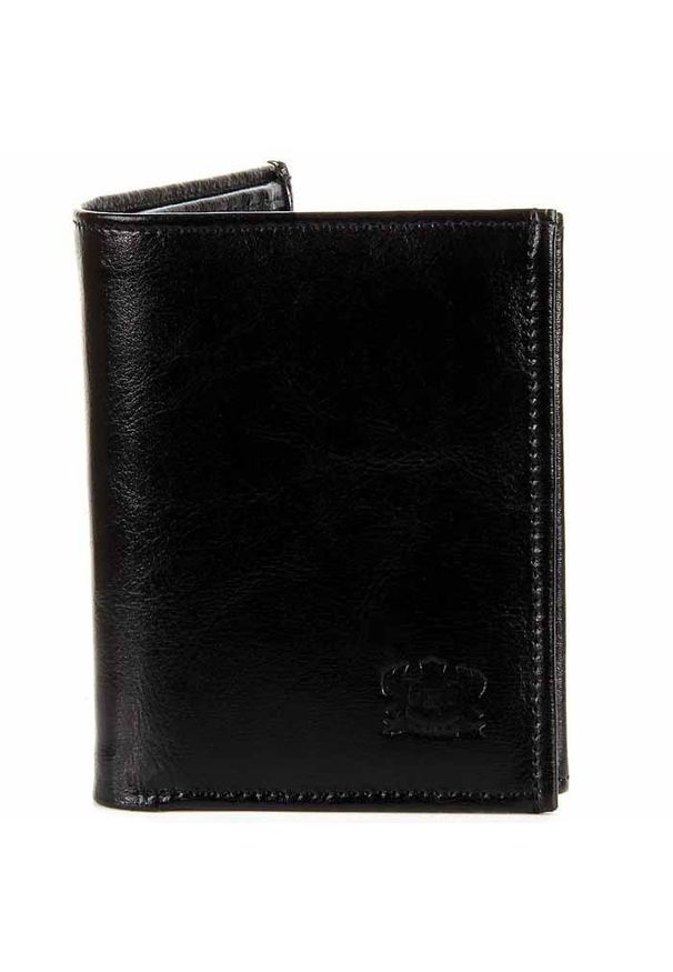 DAN-A - P165 czarny skórzany portfel męski. Kolor: czarny. Materiał: skóra