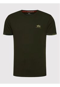 Alpha Industries T-Shirt Roll-Up 106509 Brązowy Regular Fit. Kolor: brązowy. Materiał: bawełna #4