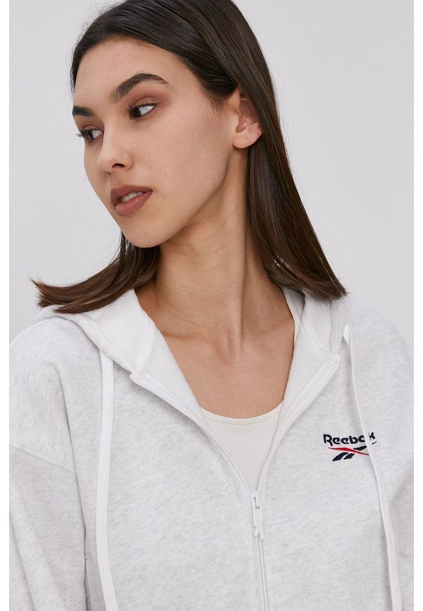 Reebok Classic - Bluza bawełniana. Okazja: na co dzień. Typ kołnierza: kaptur. Kolor: szary. Materiał: bawełna. Styl: casual