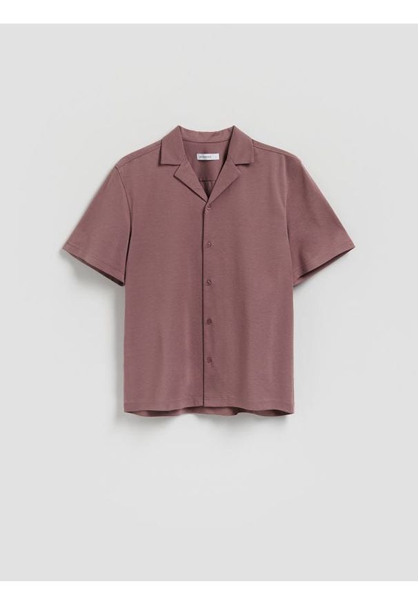 Reserved - Koszula boxy z lyocellem - fioletowy. Kolor: fioletowy. Materiał: dzianina