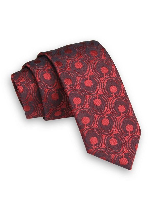 Ciemny Czerwony Krawat -Angelo di Monti- 6 cm, Męski, w Koła, Wzór Geometryczny. Kolor: czerwony. Wzór: geometria. Styl: elegancki, wizytowy