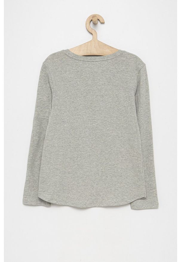 GAP Longsleeve bawełniany dziecięcy x Disney kolor szary. Okazja: na co dzień. Kolor: szary. Materiał: bawełna. Długość rękawa: długi rękaw. Długość: długie. Wzór: motyw z bajki. Styl: casual