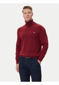 GANT - Gant Golf 8030563 Bordowy Regular Fit. Typ kołnierza: golf. Kolor: czerwony. Materiał: bawełna