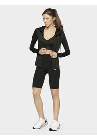 4f - Bluza treningowa damska. Typ kołnierza: kołnierzyk stójkowy. Kolor: czarny. Materiał: dzianina, materiał, włókno #2