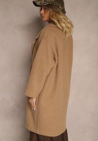 Renee - Brązowy Dwurzędowy Płaszcz Oversize z Wełną Spolete. Kolor: brązowy. Materiał: wełna. Styl: elegancki