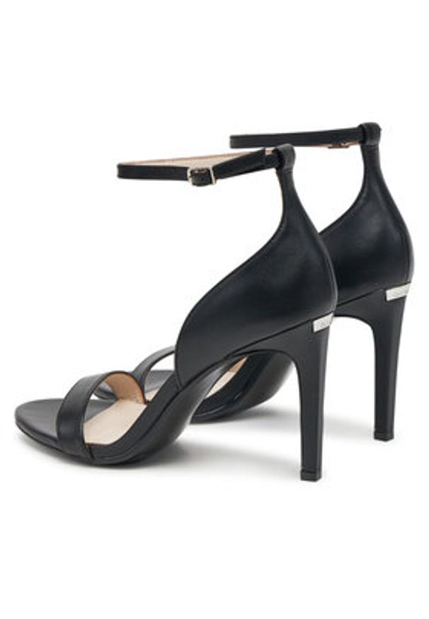 Calvin Klein Sandały Heel Sandal 90 - Lth HW0HW02337 Czarny. Kolor: czarny. Materiał: skóra