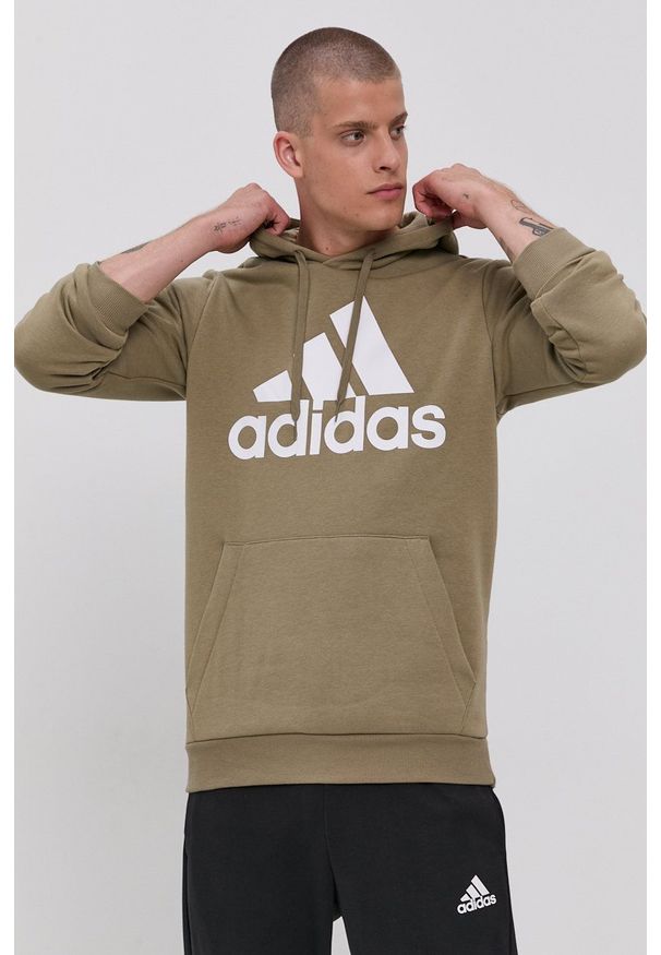 Adidas - adidas - Bluza. Okazja: na co dzień. Kolor: zielony. Materiał: bawełna, poliester. Styl: casual
