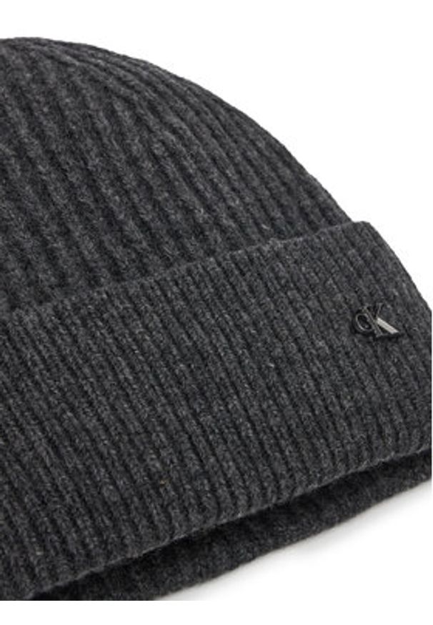 Calvin Klein Czapka Ck Metal Wool Beanie LV04D8032G Szary. Kolor: szary. Materiał: wełna