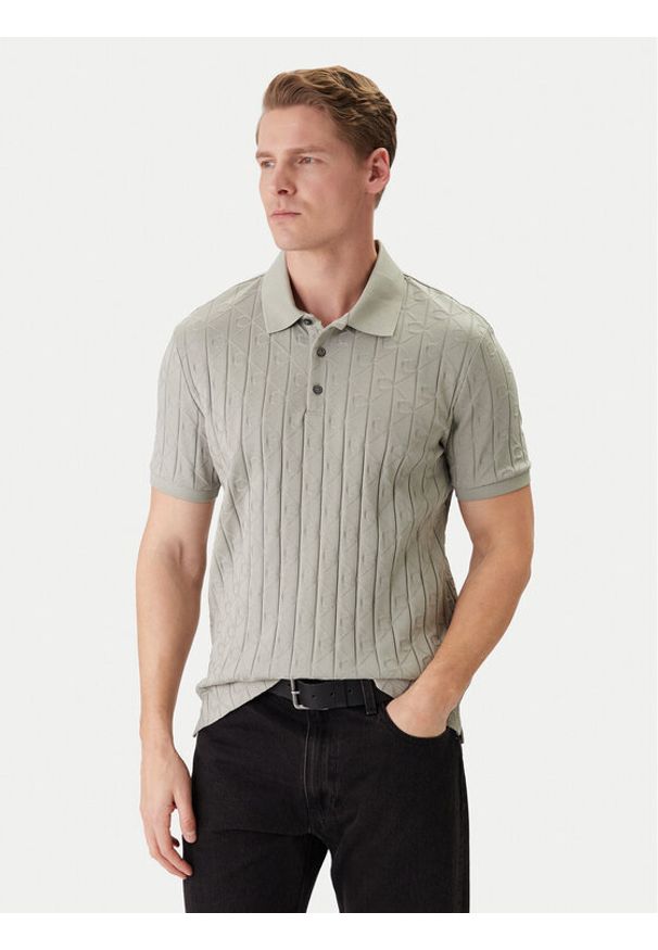 Calvin Klein Polo LV04LE203G Beżowy Regular Fit. Typ kołnierza: polo. Kolor: beżowy. Materiał: bawełna