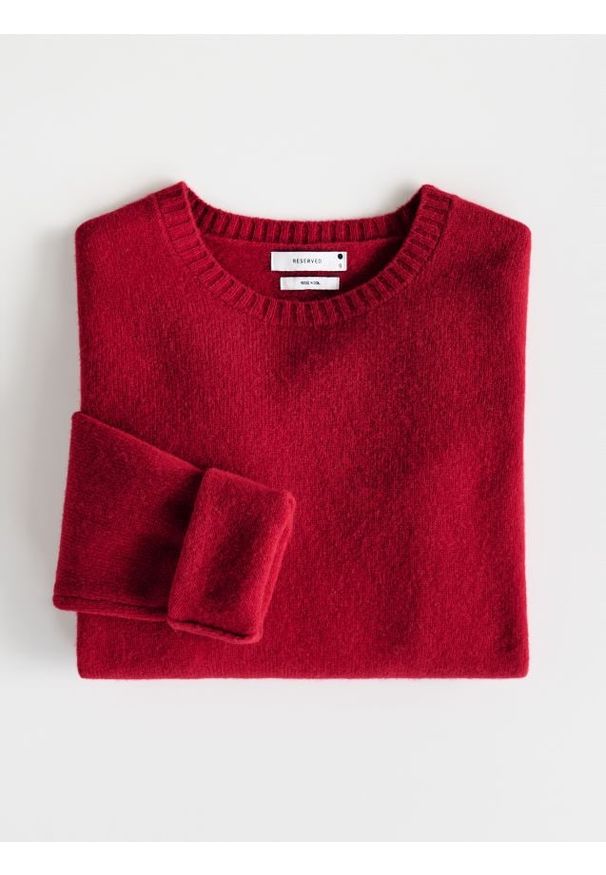 Reserved - Wełniany sweter - czerwony. Kolor: czerwony. Materiał: wełna