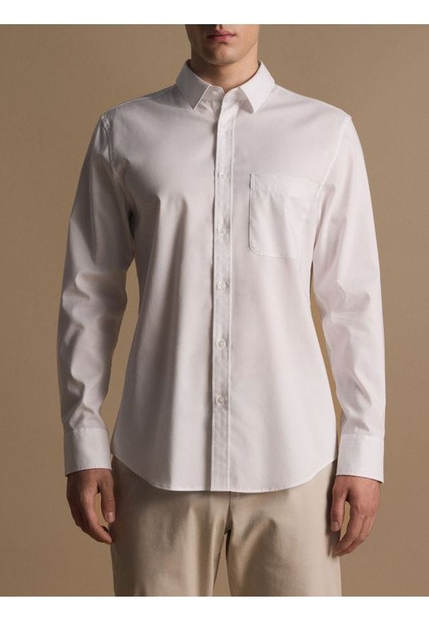 Reserved - Bawełniana koszula slim fit - biały. Kolor: biały. Materiał: bawełna