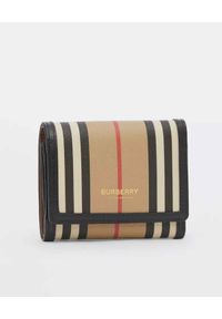 Burberry - BURBERRY - Składany portfel z ekologicznego płótna. Kolor: beżowy. Wzór: paski #4