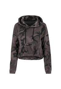 BUILD YOUR BRAND - Damska Bluza Z Kapturem Camo. Typ kołnierza: kaptur. Kolor: zielony, wielokolorowy, brązowy