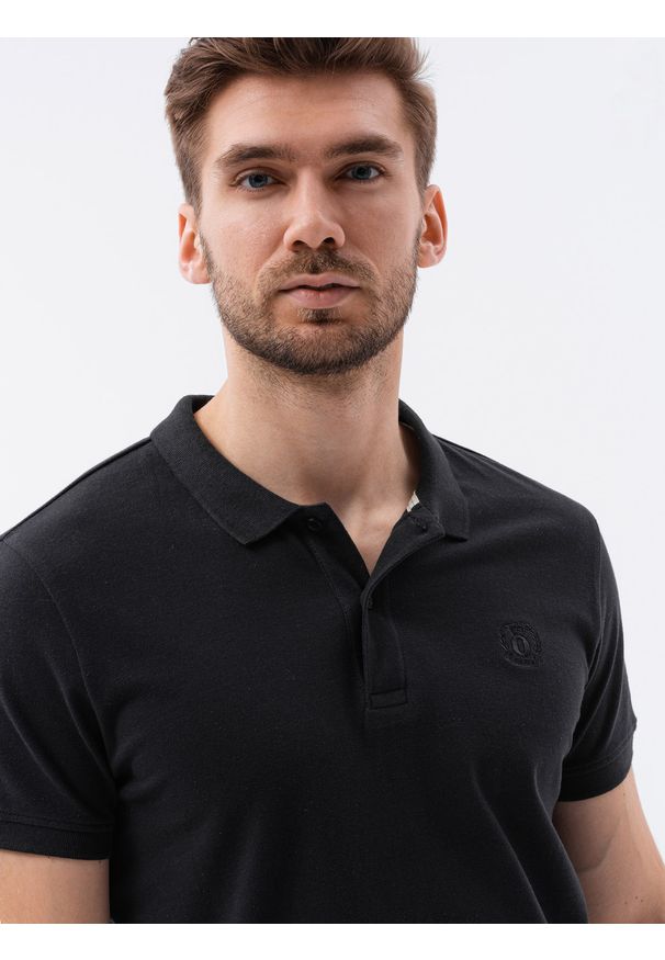 Czarna koszulka polo Ombre Clothing polo, z haftami