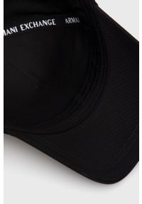 Armani Exchange Czapka bawełniana kolor czarny z nadrukiem. Kolor: czarny. Materiał: bawełna. Wzór: nadruk