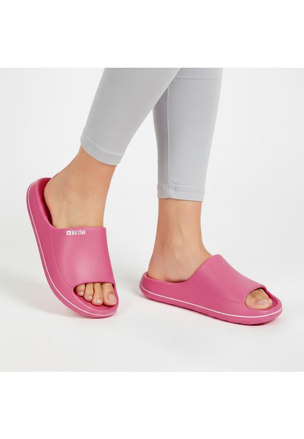 Big-Star - Różowe Klapki Big Star Wygodne Obuwie Damskie. Okazja: na co dzień, na plażę. Kolor: różowy. Materiał: materiał, tworzywo sztuczne. Sezon: lato. Styl: casual, elegancki