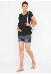 bonprix - Shirt 2 w 1 ciążowy i do karmienia, z wiskozy. Kolekcja: moda ciążowa. Kolor: czarny. Materiał: wiskoza #3