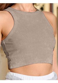 Sinsay - Crop top - beżowy. Kolor: beżowy