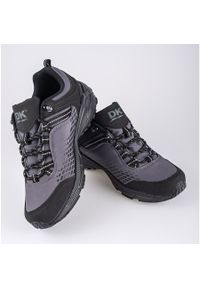 Buty trekkingowe męskie na grubej podeszwie DK szare czarne. Kolor: wielokolorowy, czarny, szary. Materiał: materiał