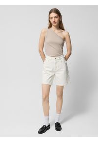 outhorn - Spodenki jeansowe damskie Outhorn - kremowe. Stan: podwyższony. Kolor: biały. Materiał: jeans #1
