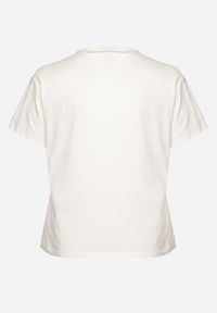 Born2be - Biały T-shirt z Bawełny Ozdobiony Cyrkoniami i Haftami Firarette. Okazja: na co dzień. Kolor: biały. Materiał: bawełna. Wzór: aplikacja, haft. Styl: klasyczny, casual #4