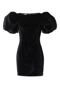 ON FLEEK - Welurowa sukienka mini z bufkami Velvet. Kolor: czarny. Materiał: welur. Typ sukienki: dopasowane. Długość: mini #1