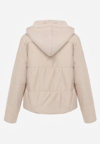 Born2be - Ciemnobeżowa Kurtka Pikowana z Materiałowym Kapturem Odpinanym Jasilea. Okazja: na co dzień. Kolor: beżowy. Materiał: materiał. Styl: casual #2