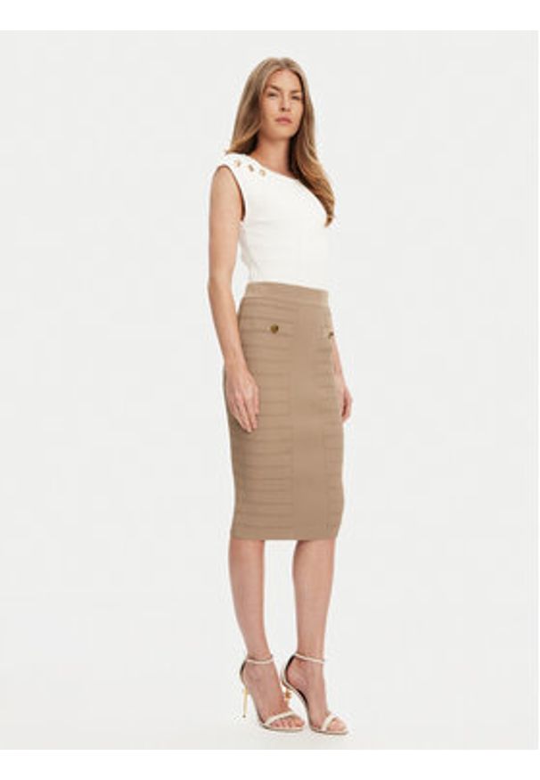 Guess Spódnica ołówkowa W5YD66 Z0130 Brązowy Slim Fit. Kolor: brązowy. Materiał: wiskoza