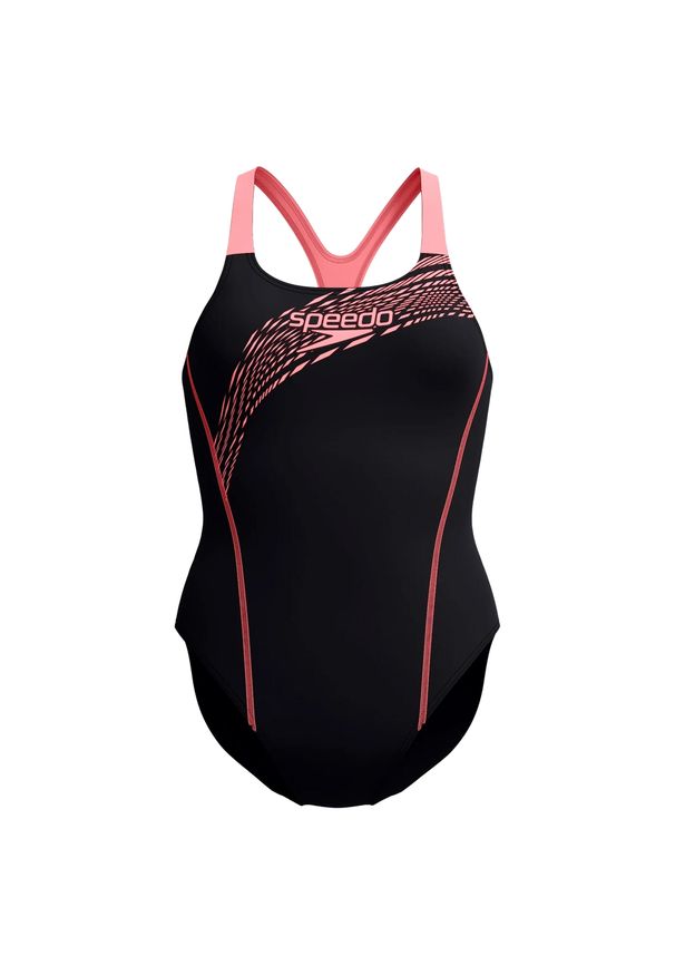 Speedo - Damski Jednoczęściowy Kostium Kąpielowy Medley Medalist Logo. Kolor: żółty, pomarańczowy, wielokolorowy