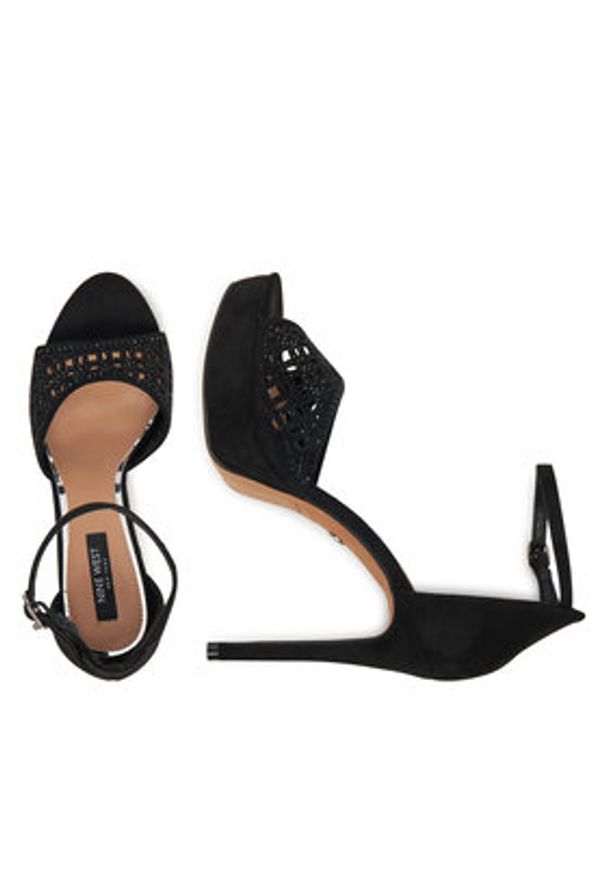 Nine West Sandały TS6218-01 Czarny. Kolor: czarny. Materiał: materiał