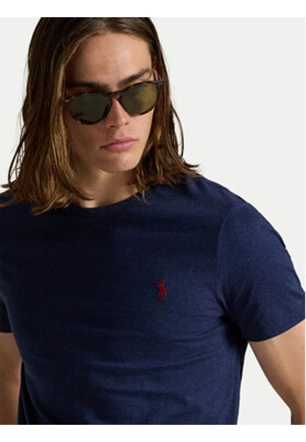 Polo Ralph Lauren T-Shirt 710671438282 Granatowy Slim Fit. Typ kołnierza: polo. Kolor: niebieski. Materiał: bawełna