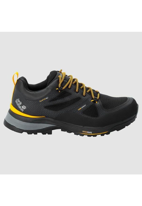 Buty trekkingowe męskie Jack Wolfskin Force Striker Texapore Low. Zapięcie: sznurówki. Kolor: czarny, wielokolorowy. Materiał: syntetyk, tkanina, materiał. Szerokość cholewki: normalna