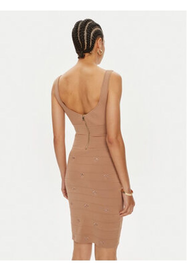 Pinko Sukienka dzianinowa Cactuis 102879 A1LK Beżowy Slim Fit. Kolor: beżowy. Materiał: syntetyk, wiskoza